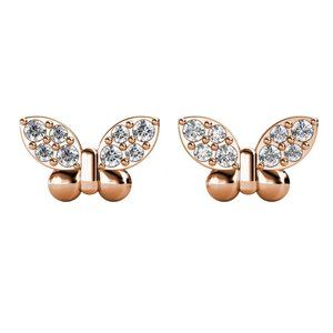 Rose Gold Butterfly Stud Earrings Made With Swarovski Crystals Summer